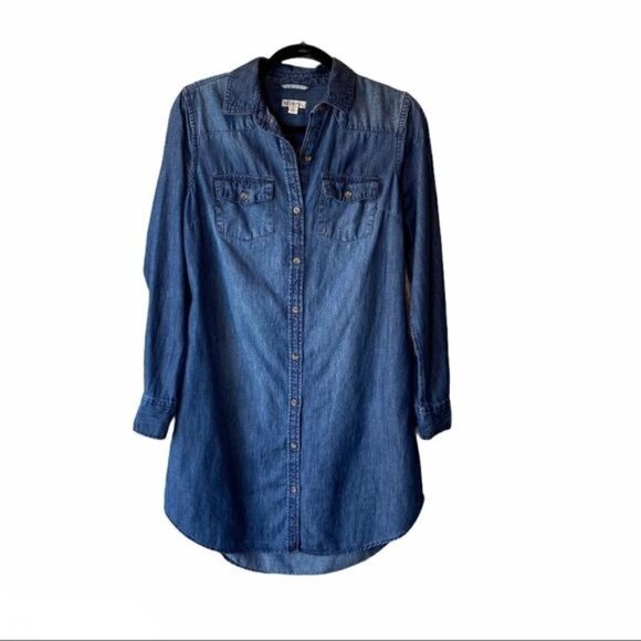 Denim Button Up Shirt Dress Blue S - Picture 1 of 8
